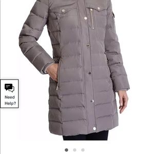 Michael Kors faux fur hooded trim down coat